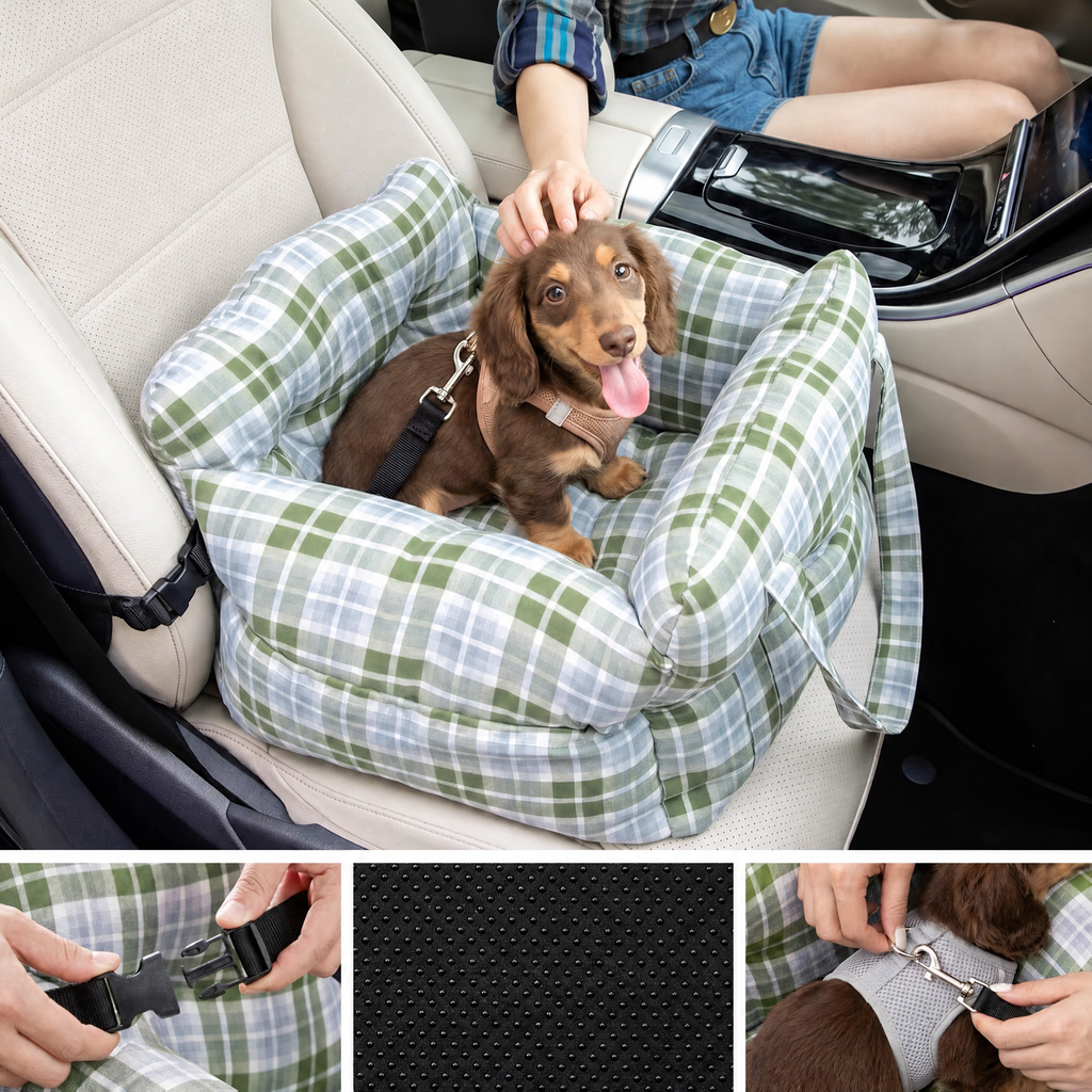 Plaid Dog Carrier Car Seat