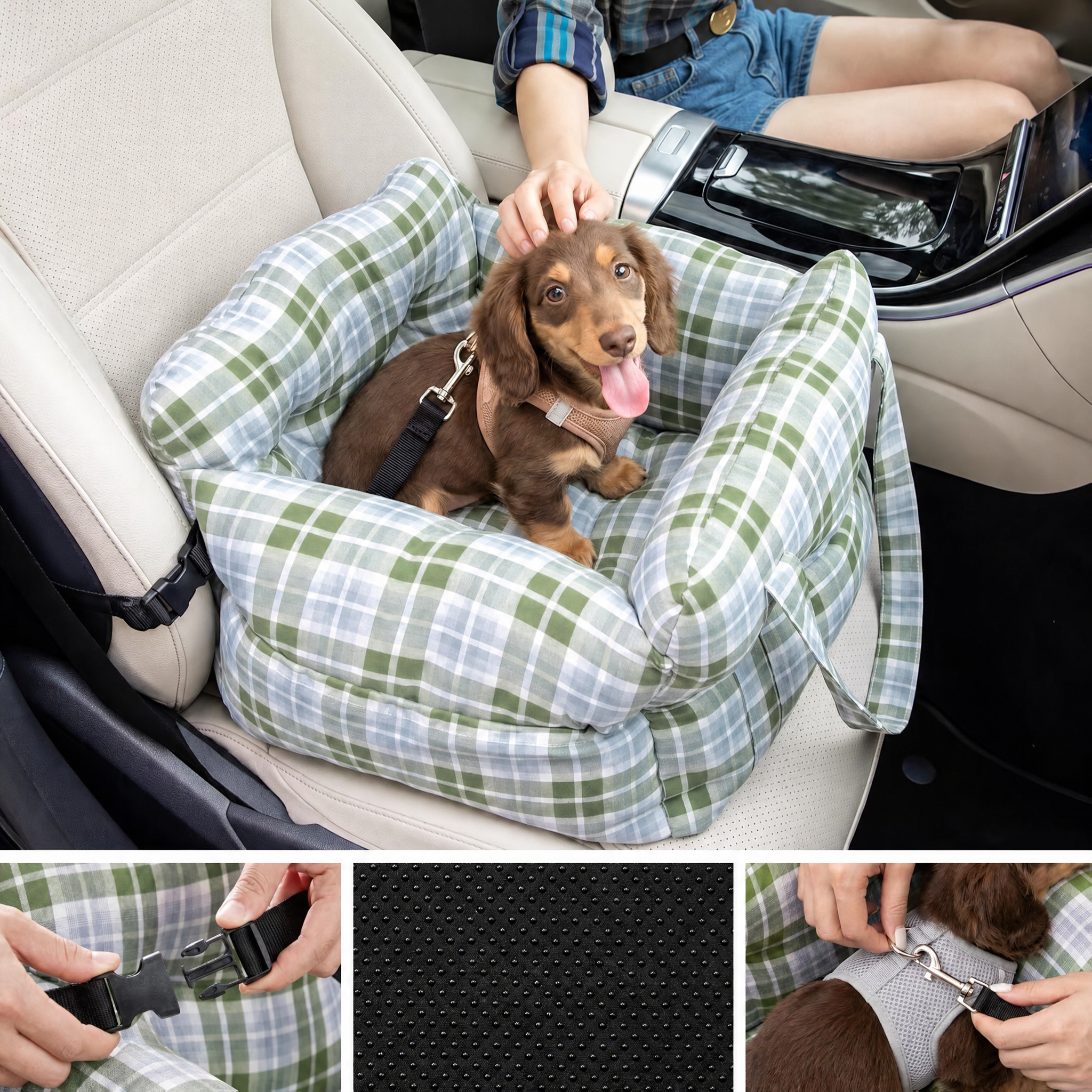 Plaid Dog Carrier Car Seat